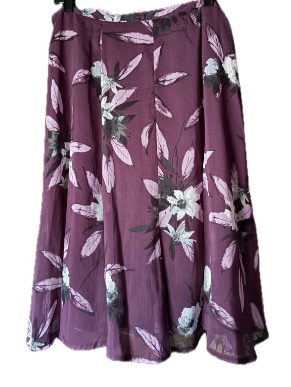 Vintage 90s Sag Harbor Whimsigoth Dark Floral Midi Skirt Purple Pink Flowy